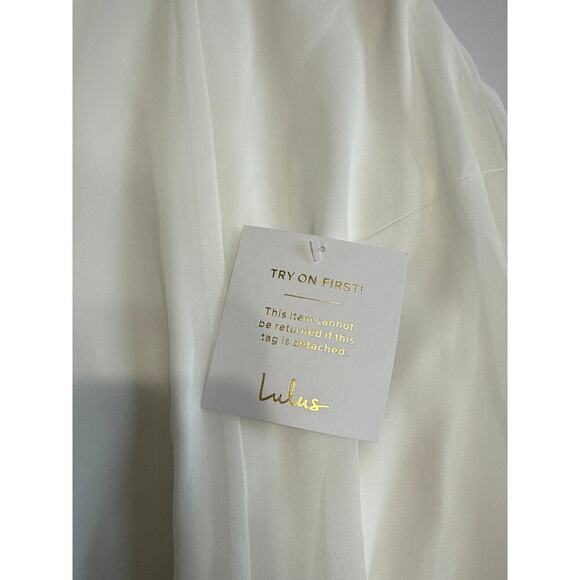 Lulus NWT Radiant Romance White Tie-Strap Maxi Dress Lined Chiffon Wedding Large - Picture 11 of 13